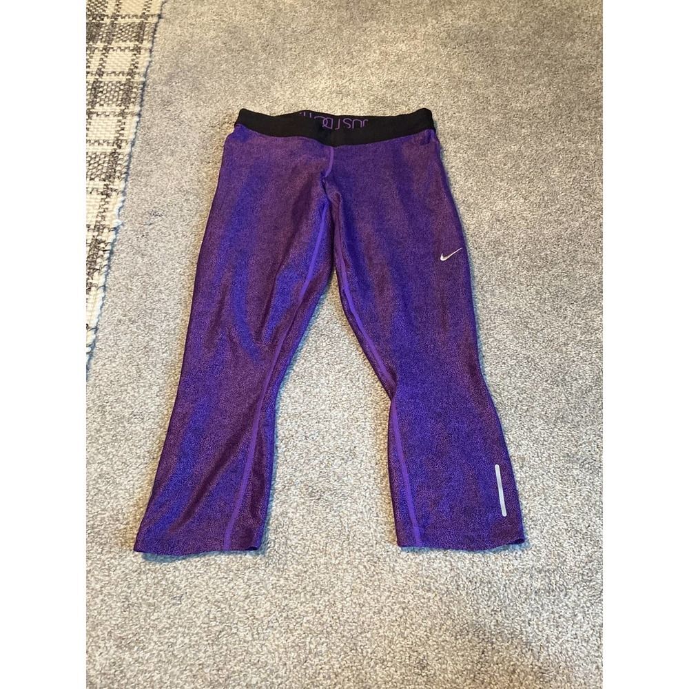 Nike Dri-FIT Just Do It Purple Space Dye Cropped Leggings Womens Medium - Picture 1 of 4